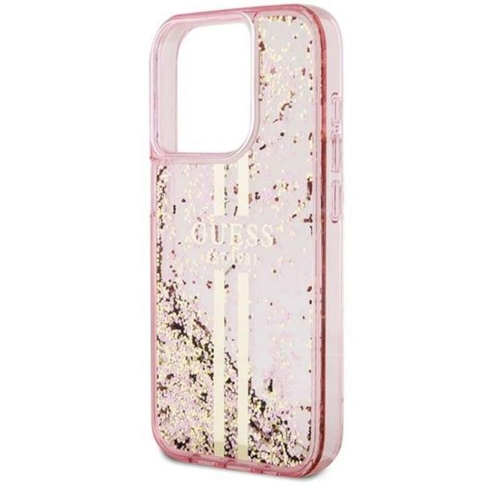 Guess - Guess Mobilskal till iPhone 15 Pro Liquid Glitter Gold Stripes