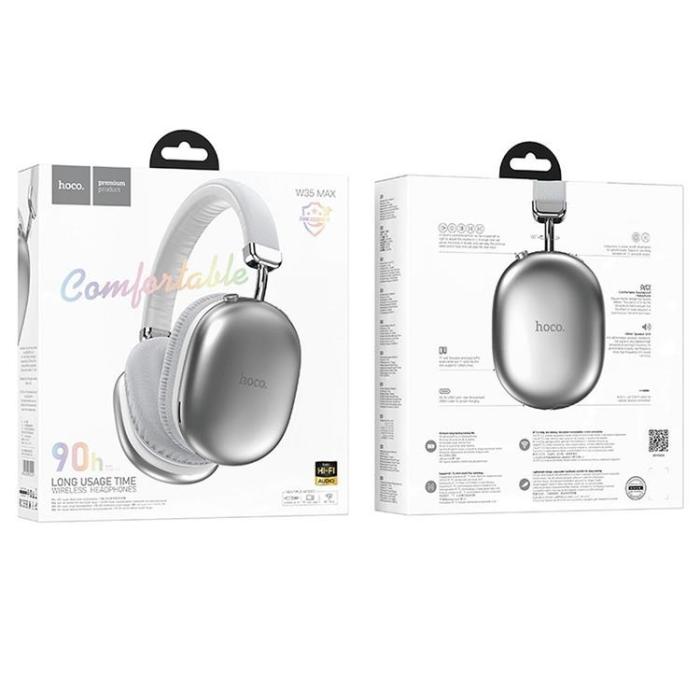Hoco - Hoco Over-Ear Hörlurar Trådlösa Bluetooth W35 Max - Silver
