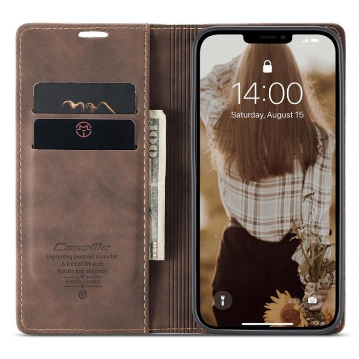 Caseme - CASEME 013 Wallet Mobilskal KonstLäder för iPhone 13 - Brun