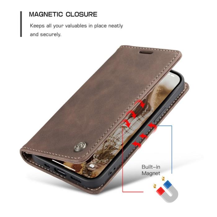 Caseme - CASEME 013 Wallet Mobilskal KonstLäder för iPhone 13 - Brun