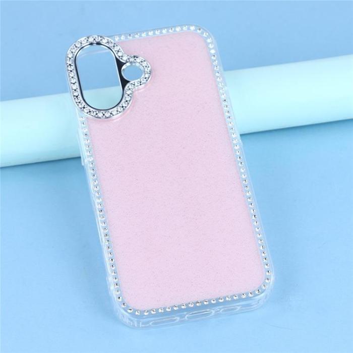 A-One Brand - iPhone 17 Mobilskal Rhinestone Edge - Glitter Ljusrosa