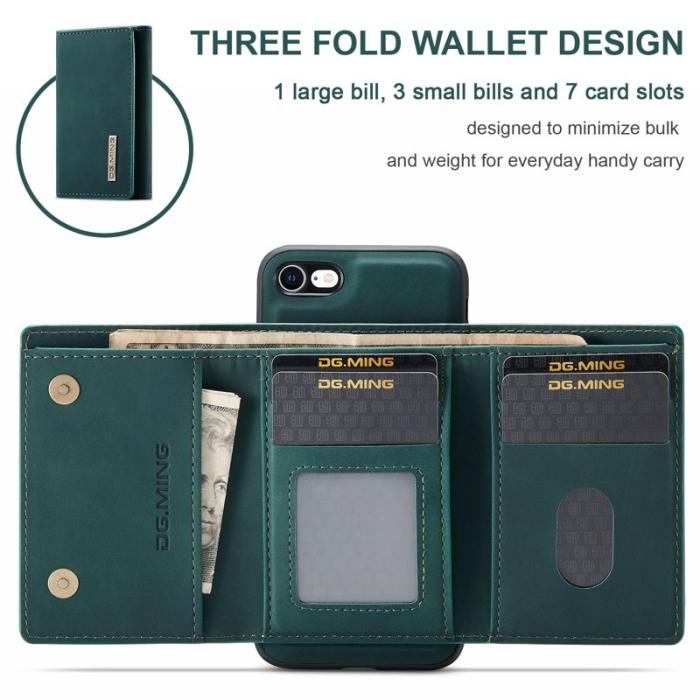 DG.MING - DG.MING M1 Series Plånboksfodral Konstläder för iPhone 7/8/SE 2020/2022 - Grön