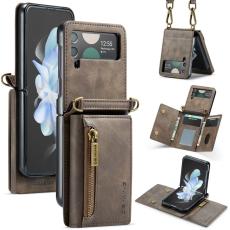 DG.MING - DG.MING Konstl&auml;der Pl&aring;nboksfodral f&ouml;r Samsung Galaxy Z Flip3 5G - Brun