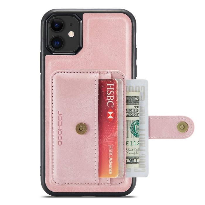 JEEHOOD - JEEHOOD Mobilskal till iPhone 11 Shockproof Wallet RFID-Skydd Rosa
