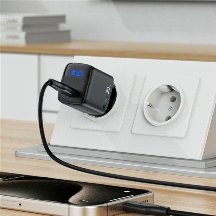 Acefast - ACEFAST GaN Snabbladdare 30W USB-C PD EU A115 - Svart