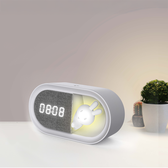 Forever Light - Forever Light Väckarklocka med LED Bunny Nattlampa INGRID PURE - Vit