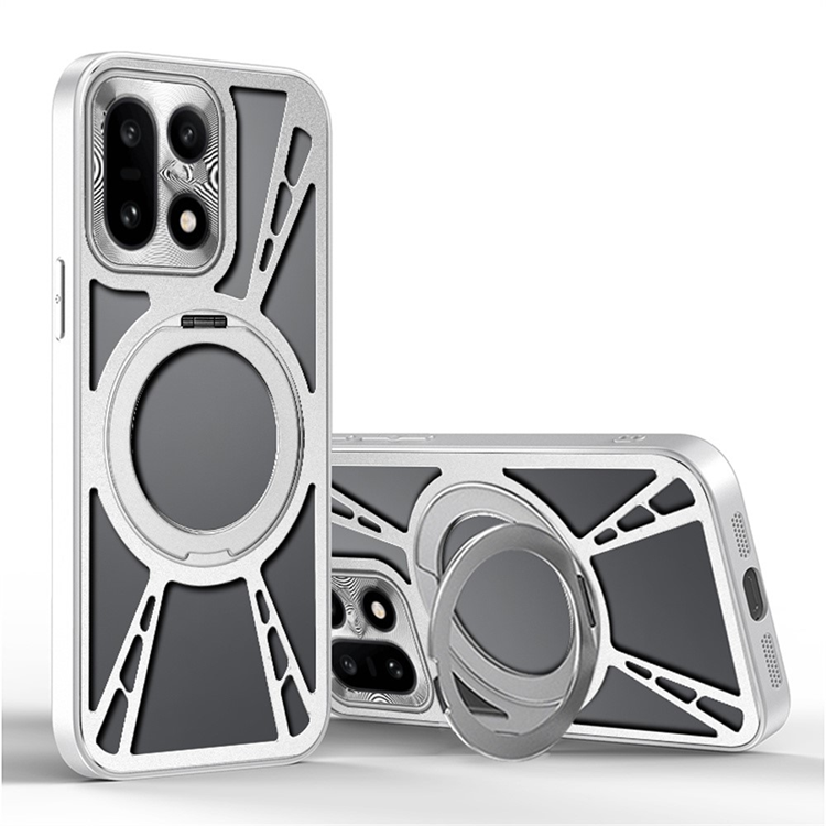 OnePlus 15 Mobilskal MagSafe Silikon Hollow Kickstand - Silver (Silver) | 2353 | AlltMobil