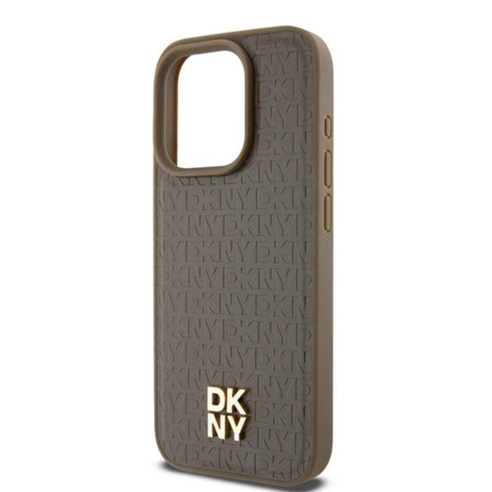 DKNY - DKNY iPhone 15/14 Plus Mobilskal Magsafe Läder Pattern Metal Logo