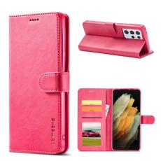 LC.imeeke - LC.IMEEKE Samsung Galaxy S21 Ultra Pl&aring;nboksfodral Konstl&auml;der - Rosa