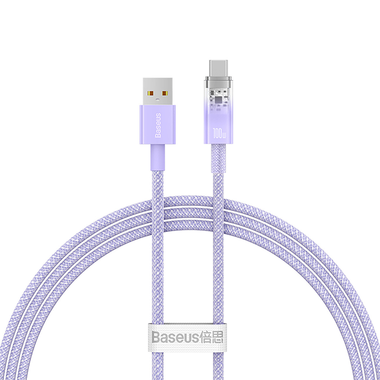 Baseus USB-A - USB-C kabel 100W 1m Temperature Sensor - Lila | 3541 | AlltMobil