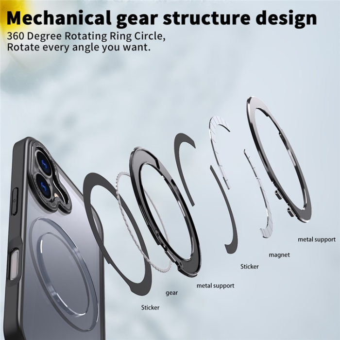 A-One Brand - iPhone 17 Mobilskal Ring Kickstand TPU PC - Svart