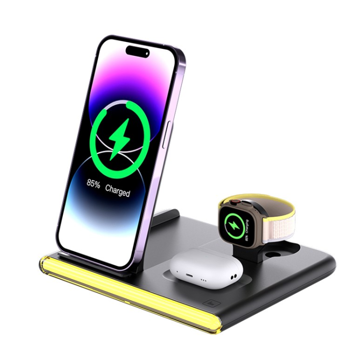 OEM - Trådlös Laddare iPhone, Airpods, Apple/Galaxy Watch C27 - Svart