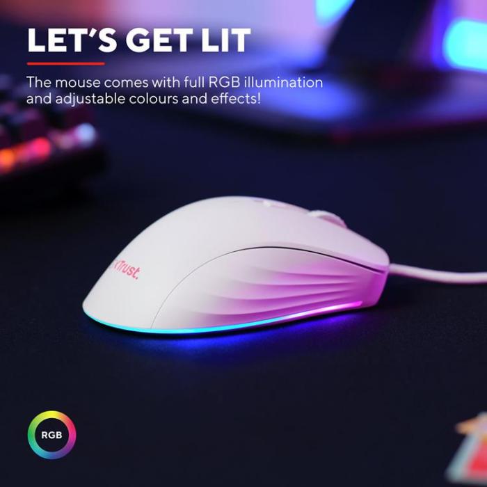 Trust - TRUST Gamingmus Ybar+ GXT 924 - Vit