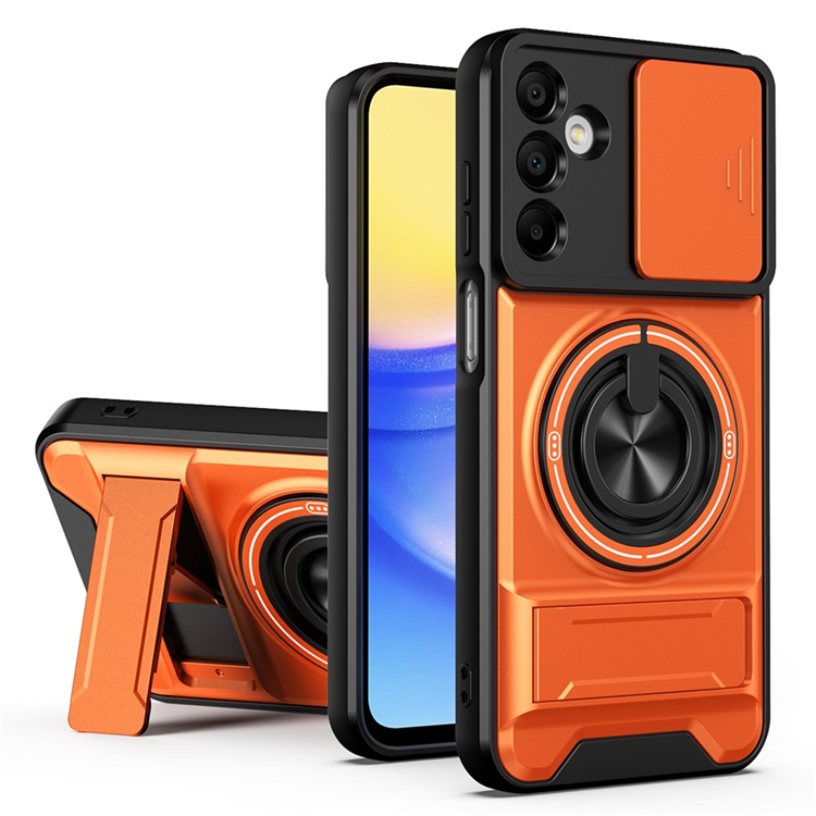 Galaxy A15 Mobilskal MagSafe med Camera Lens Slider Ringhållare - Orange (Orange) | 2353 | AlltMobil