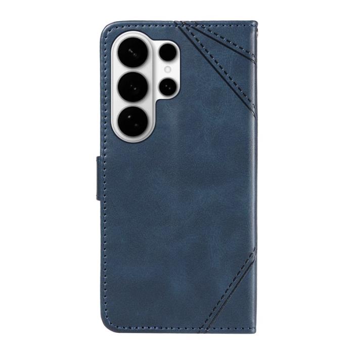 OEM - Samsung Galaxy S26 Ultra Fodral Äkta Läder Geometrisk Design - Blå