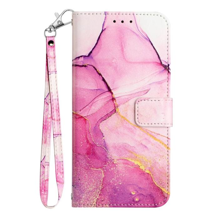OEM - Samsung Galaxy S26 Ultra Skal Marmor Mönster Äkta Läder - Rosa