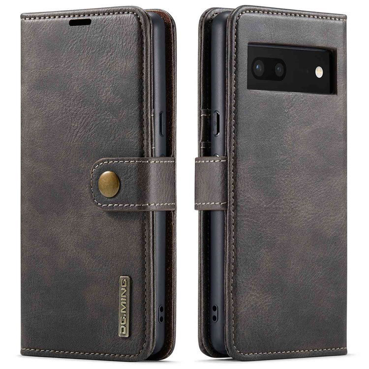DG.MING Google Pixel 7A Plånboksfodral Äkta Läder 2-i-1 - Grå | 2353 | AlltMobil