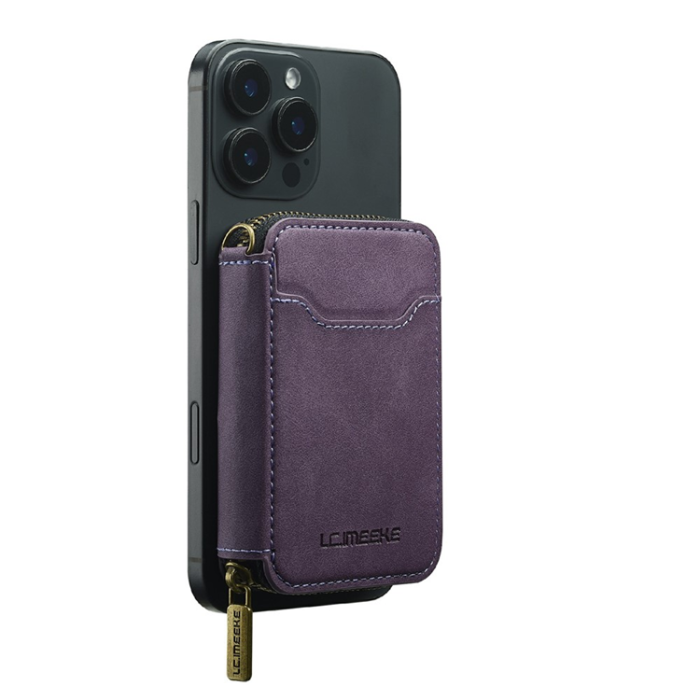 LC.imeeke - LC.IMEEKE Magsafe Korthållare L6 Zipper RFID Blocking - Lila