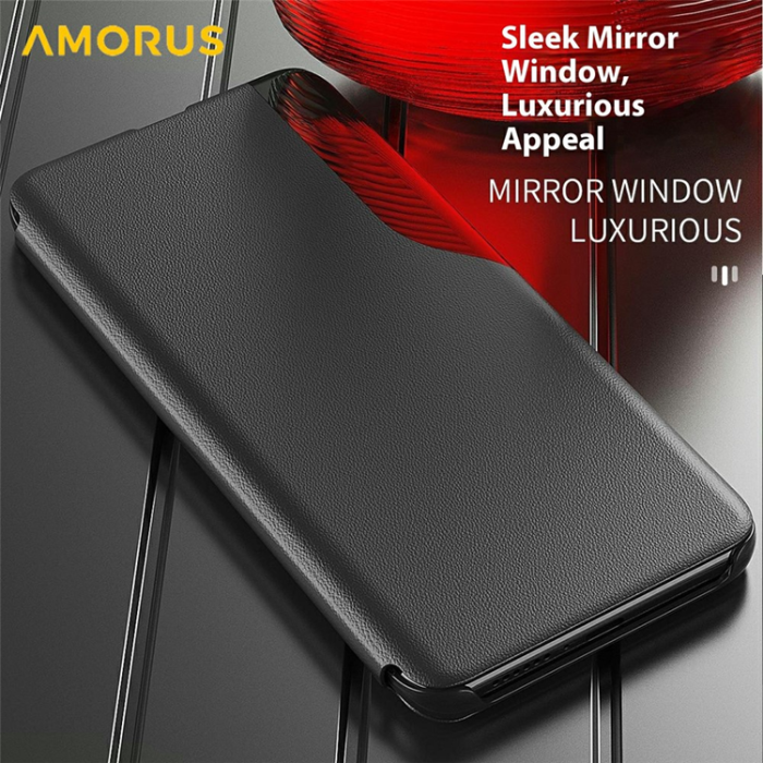 Amorus - Amorus iPhone 17 Mobilskal Folio Flip Stativ - Röd