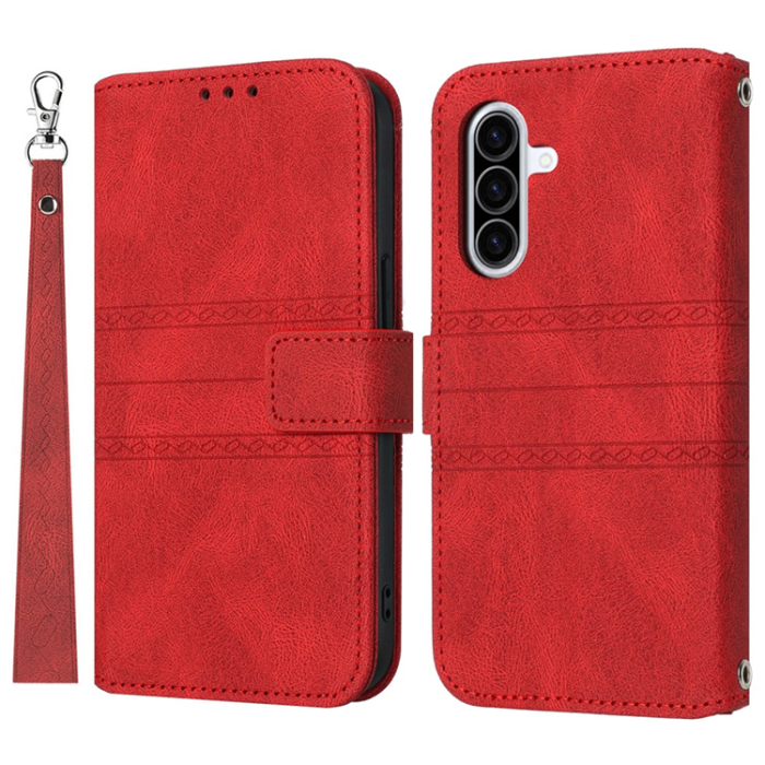 A-One Brand - Galaxy A17 / A26 Plånboksfodral Imprinted Läder - Röd