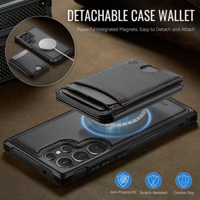 OEM - JEEHOOD Samsung Galaxy S22 Ultra 5G Fodral KonstLäder - Svart