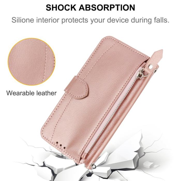 OEM - Samsung Galaxy S26 Plånboksfodral Dragkedja Konstläder - Roséguld