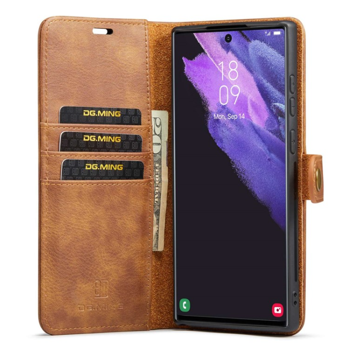 DG.MING - DG.MING Galaxy S23 Ultra Plånboksfodral 2in1 Äkta Läder - Brun