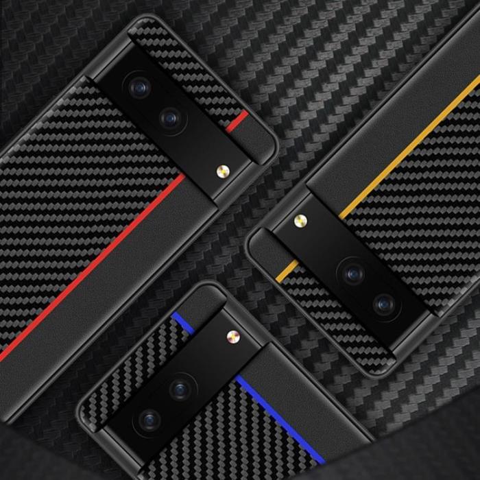 OEM - Google Pixel 7 Skal Carbon Fiber PU-Läder - Svart/Röd