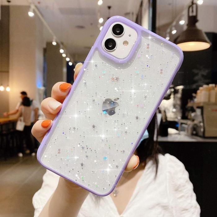 A-One Brand - Bling Star Glitter Skal till iPhone 12 Pro Max - Lila