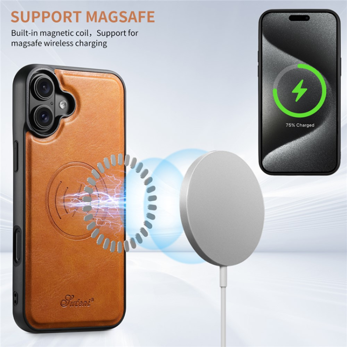 SUTENI - SUTENI iPhone 16 Mobilskal MagSafe Korthållare H17 - Khaki
