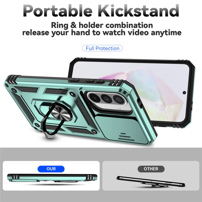 A-One Brand - Galaxy A36/A56 Mobilskal Kickstand PC + TPU - Svartgrön