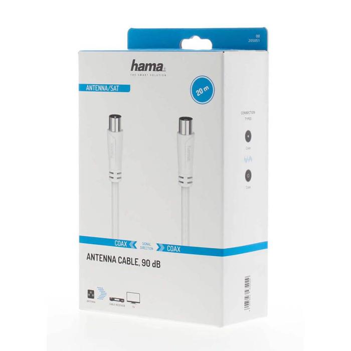 Hama - Hama Antennkabel 90dB 20m - Vit