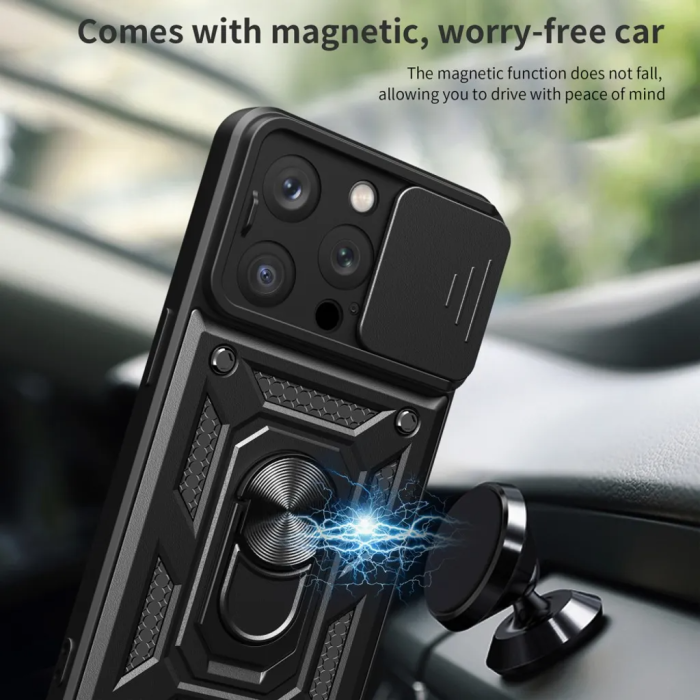 Taltech - iPhone 15 Pro Max Mobilskal Ringhållare - Rosaguld