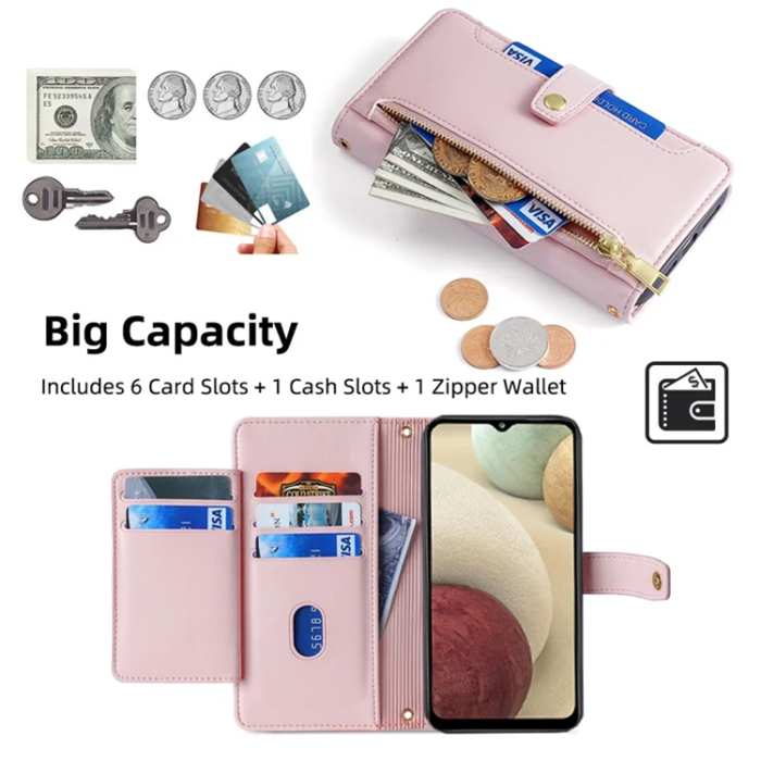 A-One Brand - Galaxy A12 Plånboksfodral Konstläder - Rosa