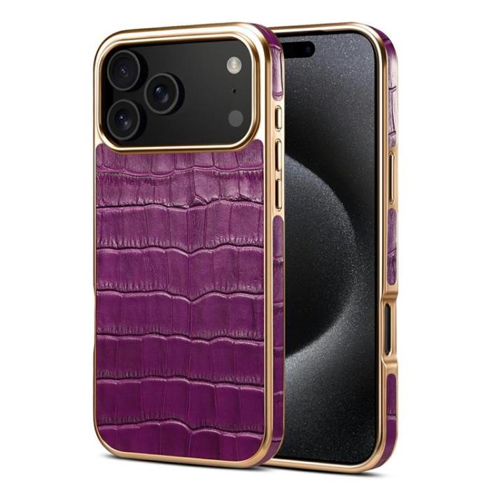 DENIOR - DENIOR iPhone 17 Pro Mobilskal Äkta Läder - Lila