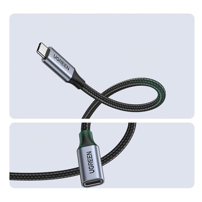 Ugreen - Ugreen Förlängning USB-C Hane Till USB-C Hona Kabel 1m - Grå