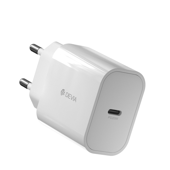 Devia - Devia Väggladdare 20W USB-C + USB-C Till Lightning Kabel - Vit