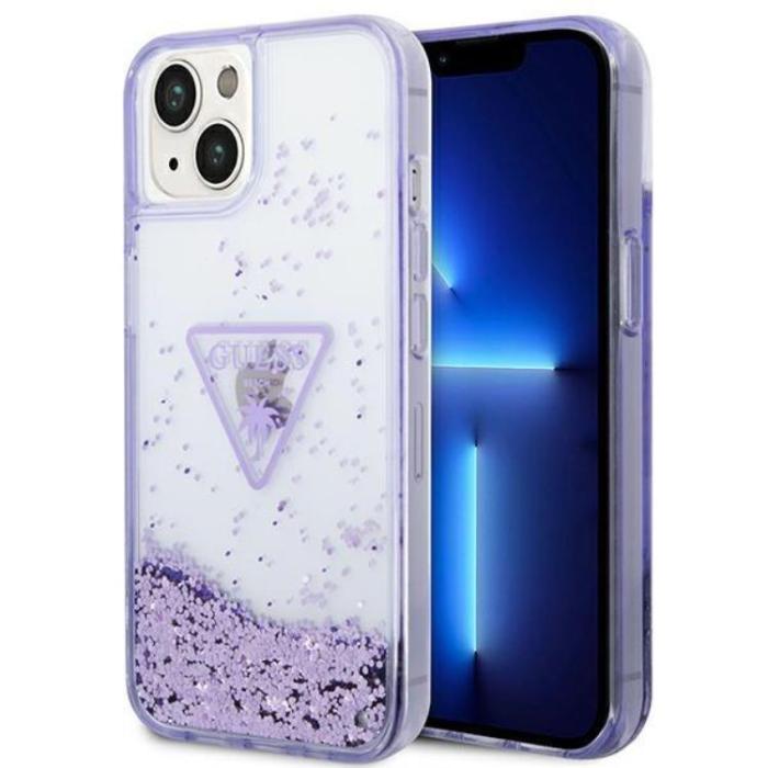 UTGATT1 - GUESS iPhone 14 Plus Skal Liquid Glitter Palm Collection - Lila
