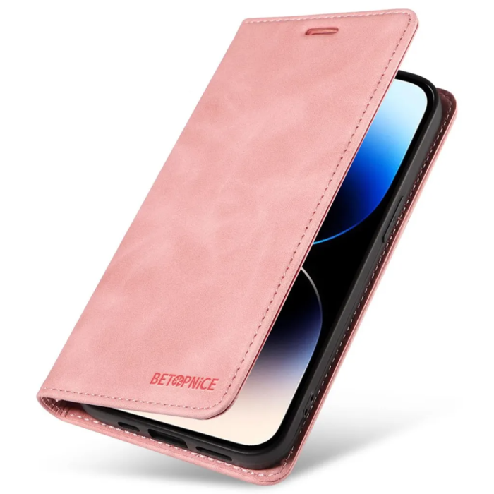 BETOPNICE - BETOPNICE iPhone 15 Pro Plånboksfodral 003 - Rosa