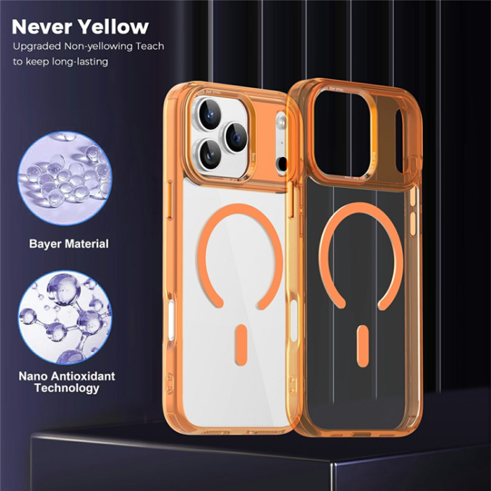 A-One Brand - iPhone 17 Pro Max Mobilskal MagSafe Transparent TPU+PC - Orange