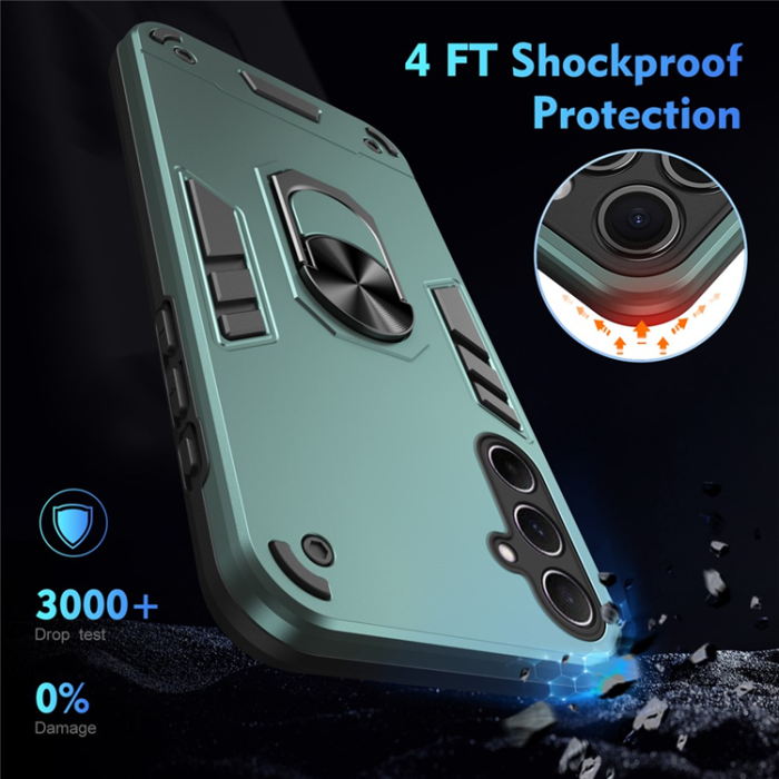 A-One Brand - Galaxy A26 Mobilskal Kickstand PC+TPU Drop Defend - Grön