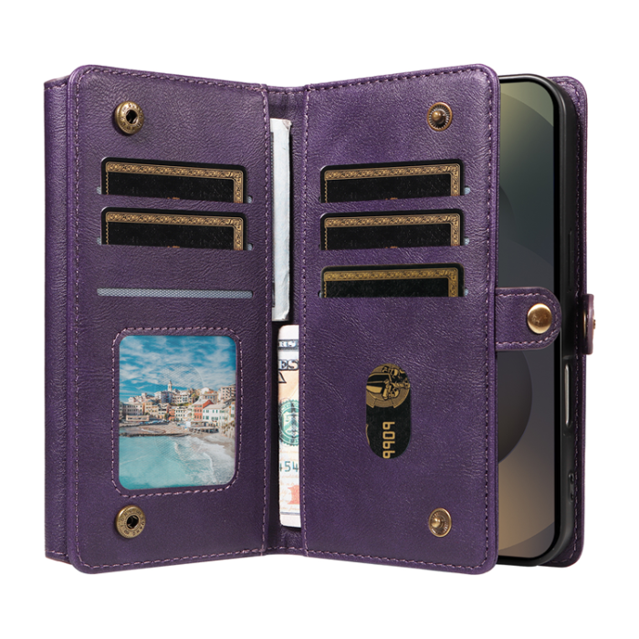 YIKATU - YIKATU Galaxy S25 Ultra Plånboksfodral Zipper Läder - Lila