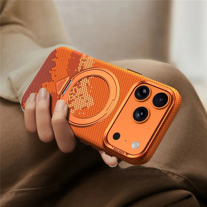 SULADA - SULADA Mobilskal iPhone 17 Magsafe 360° Rotating Ringhållare - Orange