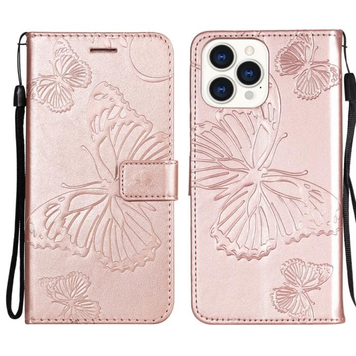 OEM - Fjärilar Plånboksfodral iPhone 13 Pro Max - Rose Gold