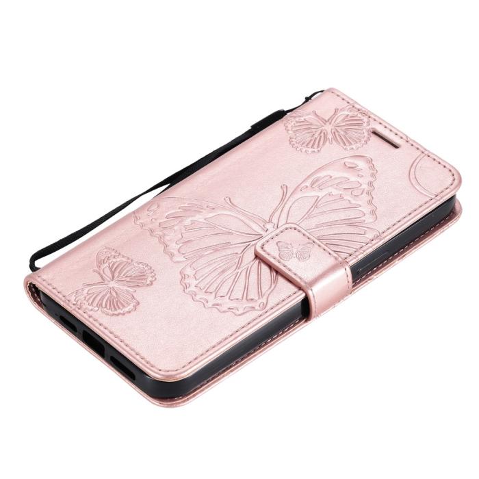 OEM - Fjärilar Plånboksfodral iPhone 13 Pro Max - Rose Gold