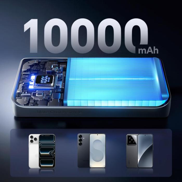 Joyroom - Joyroom Mini Powerbank 10000 mAh 22.5W med Display JR-QP191 - Vit
