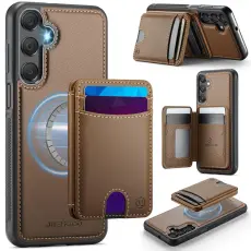 OEM - JEEHOOD Samsung Galaxy A16 4G/5G Mobilskal Konstl&auml;der - Brun