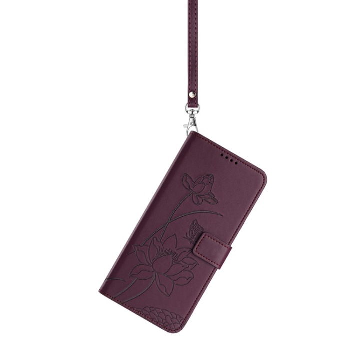 A-One Brand - Sony Xperia 10 VII Plånboksfodral Lotus Imprint - Vinröd