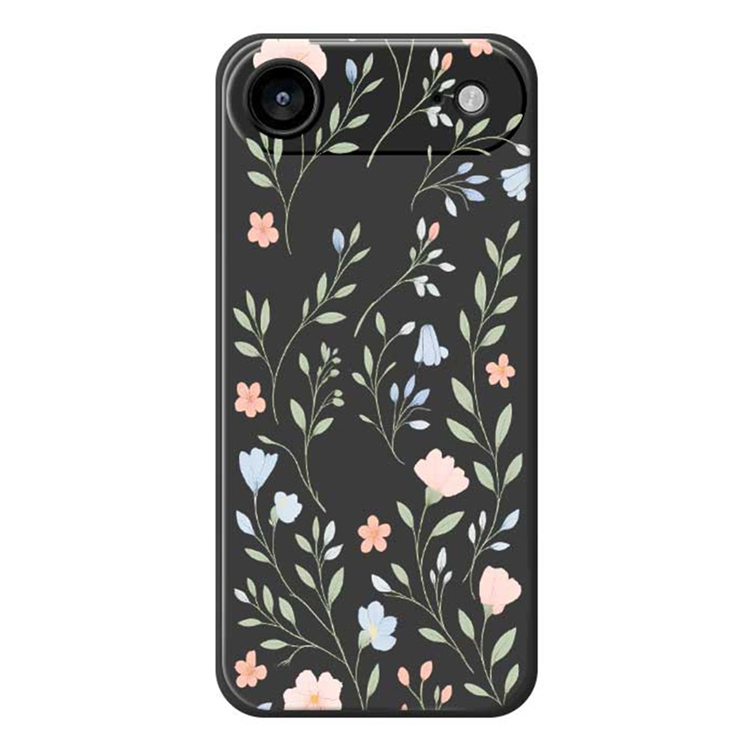 Mobilskal till iPhone Air Rosa Blue Flowers Pattern TPU - Svart | 2353 | AlltMobil