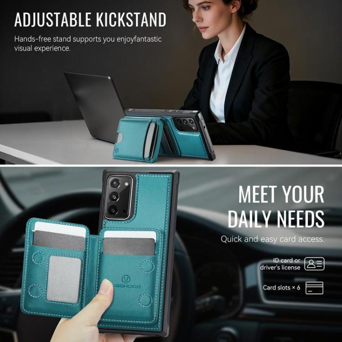 OEM - JEEHOOD Samsung Galaxy Note20 Fodral KonstLäder - Blå